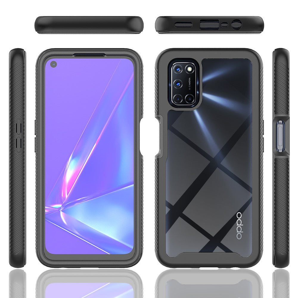 Anti-fall PC+TPU Hybrid Phone Case Built-in with PET Screen Protector for Oppo A52/A72/A92