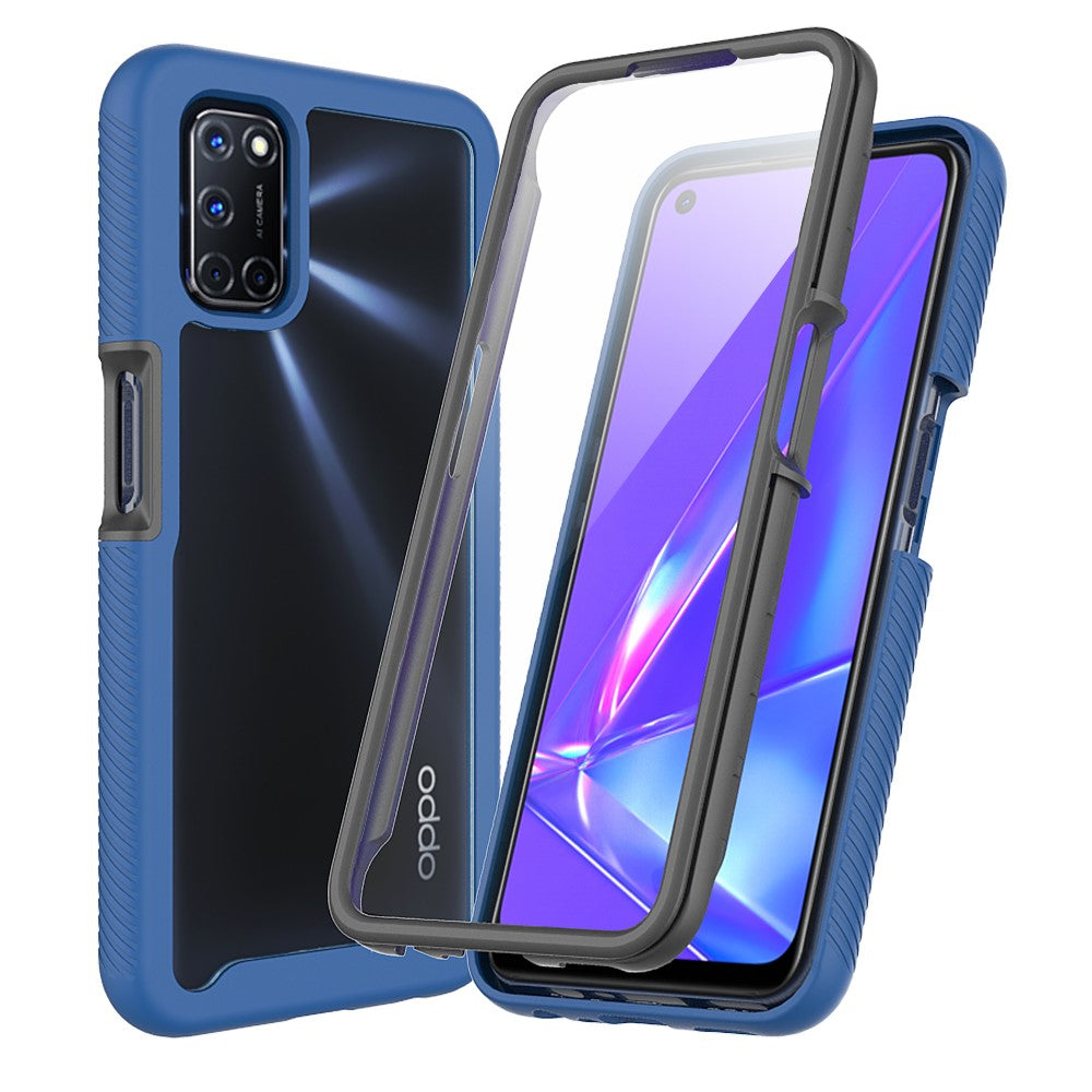 Anti-fall PC+TPU Hybrid Phone Case Built-in with PET Screen Protector for Oppo A52/A72/A92