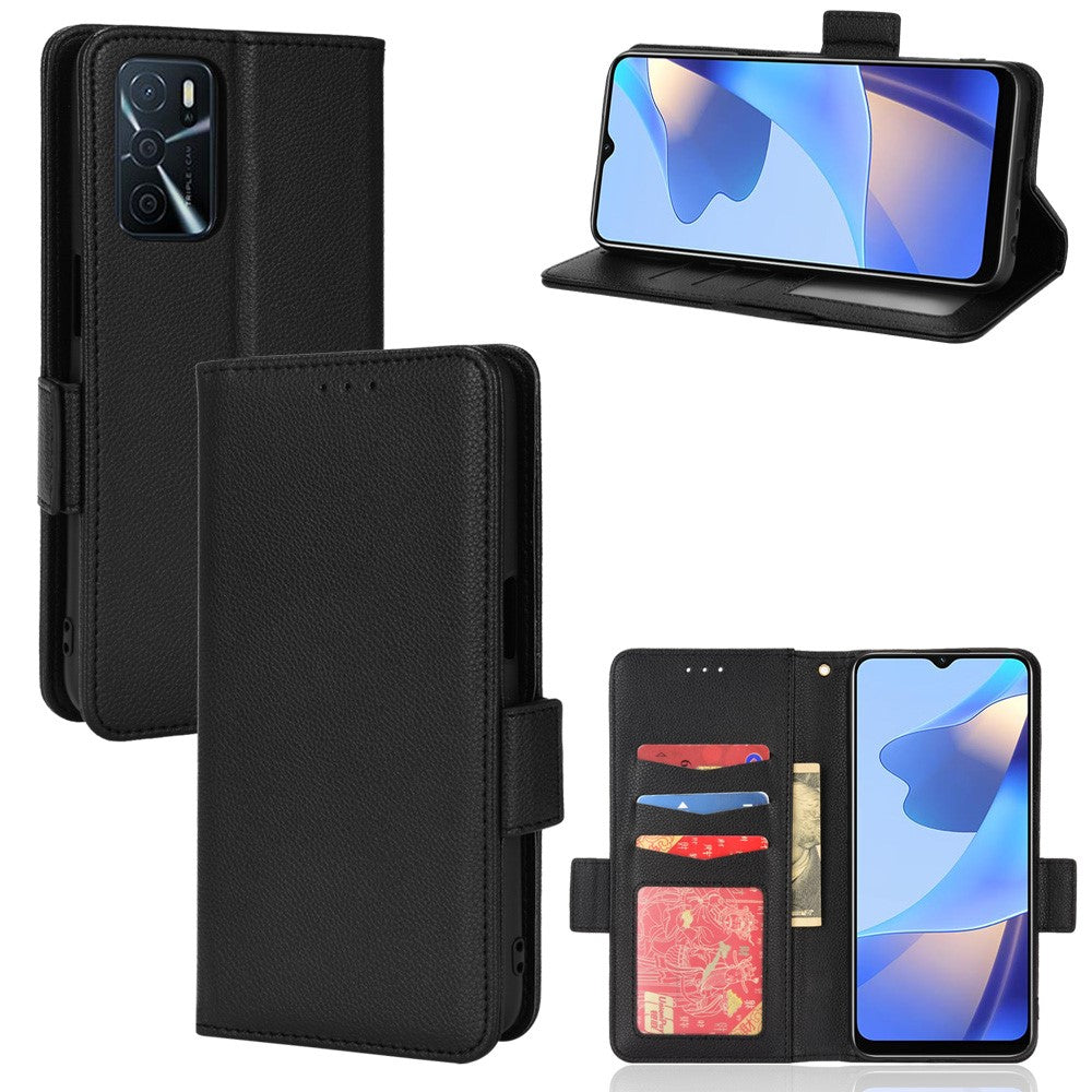 Stander, magnetisk lukning, litchi-tekstur, PU-læderpung, stødsikkert TPU-flipetui til Oppo A54s / A16s / A16 / A54 4G / A55 4G/5G / A53s 5G