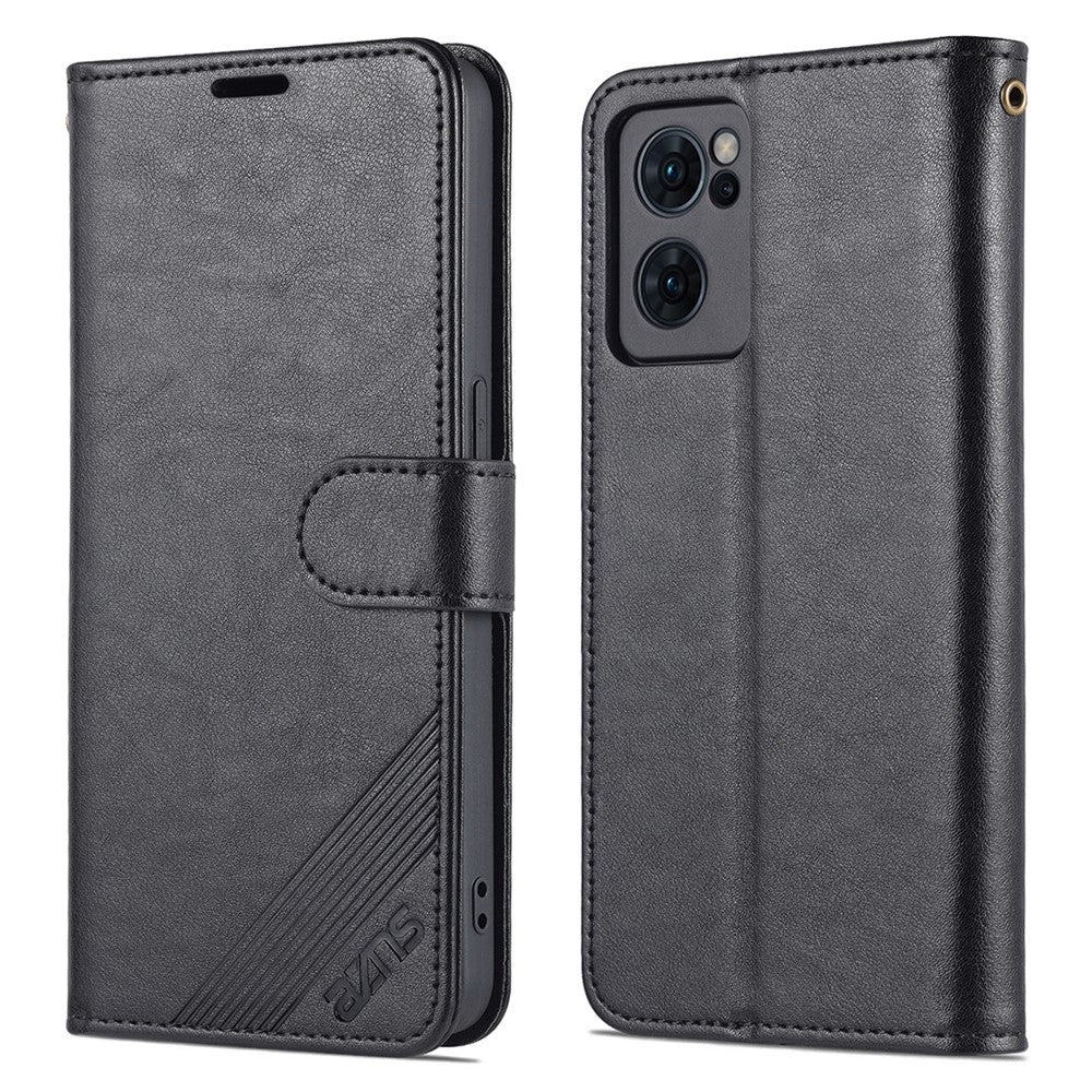 AZNS Texturerat PU-läder Flip Folio Book Stand mobilskal TPU Stötsäkert Folio-fodral med Plånbok för Oppo Reno7 SE 5G