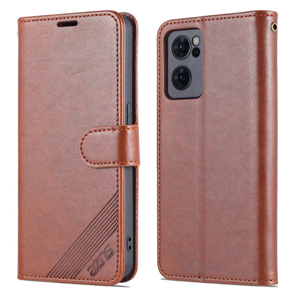 AZNS Textured PU Leather Flip Folio Book Stand Phone Case TPU Shockproof Folio Cover with Wallet for Oppo Reno7 SE 5G