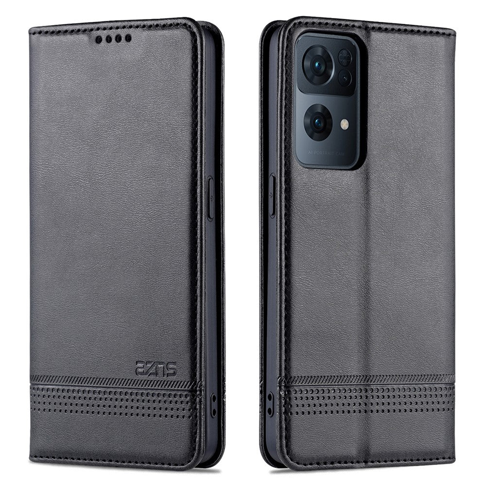 AZNS mobilskal till Oppo Reno7 Pro 5G, Texturerat PU-läder Magnetiskt Absorberande Stativfunktion Folio Plånboksskal