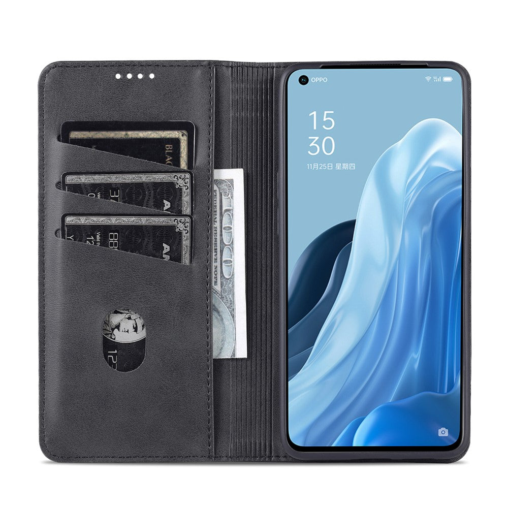 AZNS mobilskal till Oppo Reno7 Pro 5G, Texturerat PU-läder Magnetiskt Absorberande Stativfunktion Folio Plånboksskal