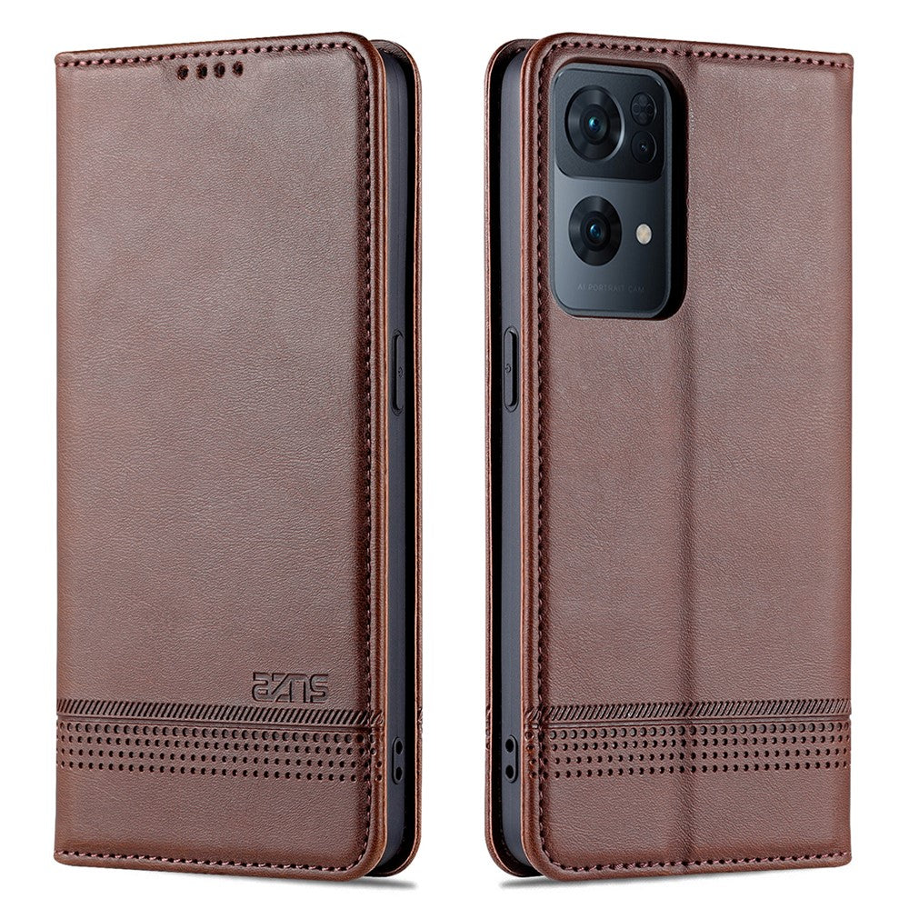 AZNS mobilskal till Oppo Reno7 Pro 5G, Texturerat PU-läder Magnetiskt Absorberande Stativfunktion Folio Plånboksskal