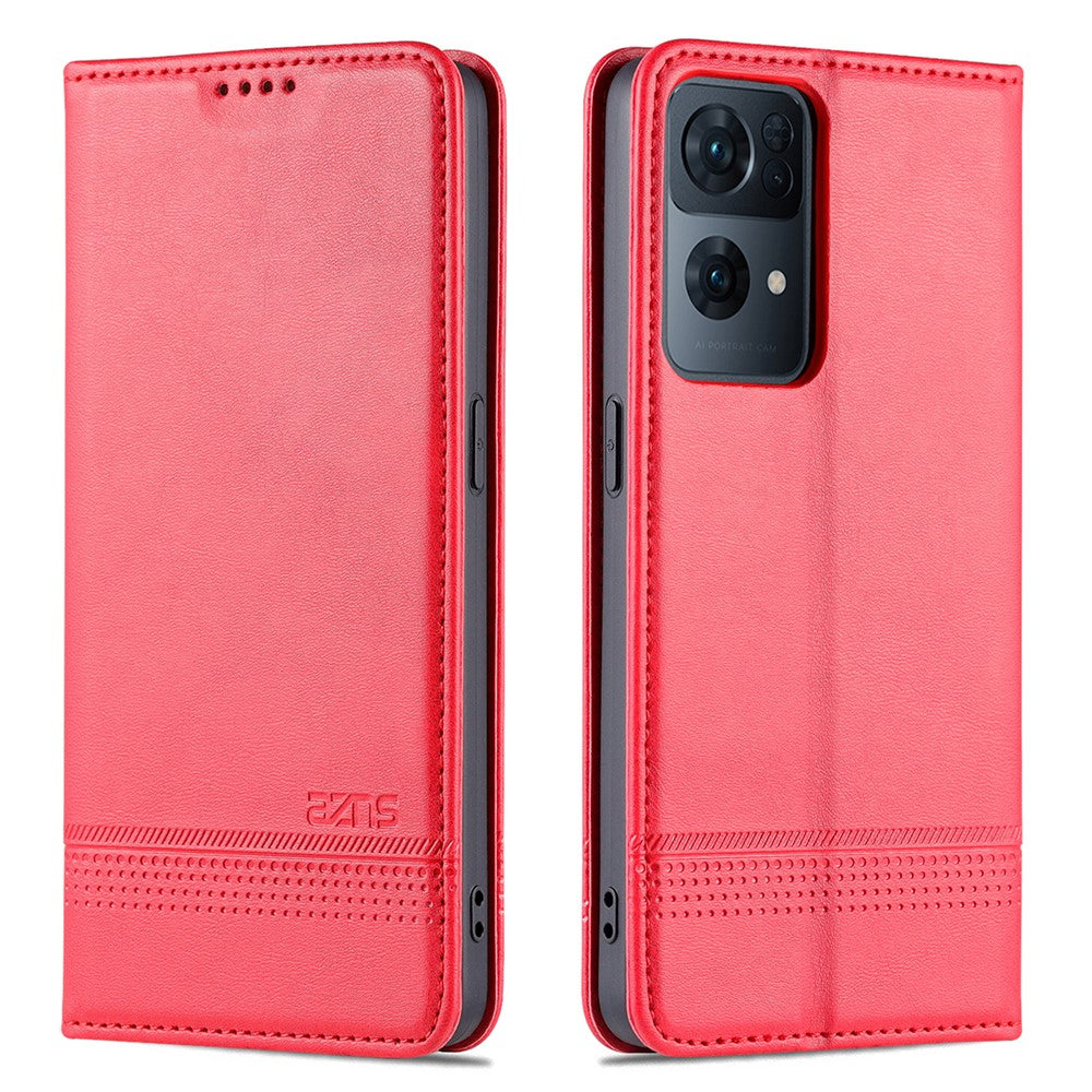 AZNS mobilskal till Oppo Reno7 Pro 5G, Texturerat PU-läder Magnetiskt Absorberande Stativfunktion Folio Plånboksskal