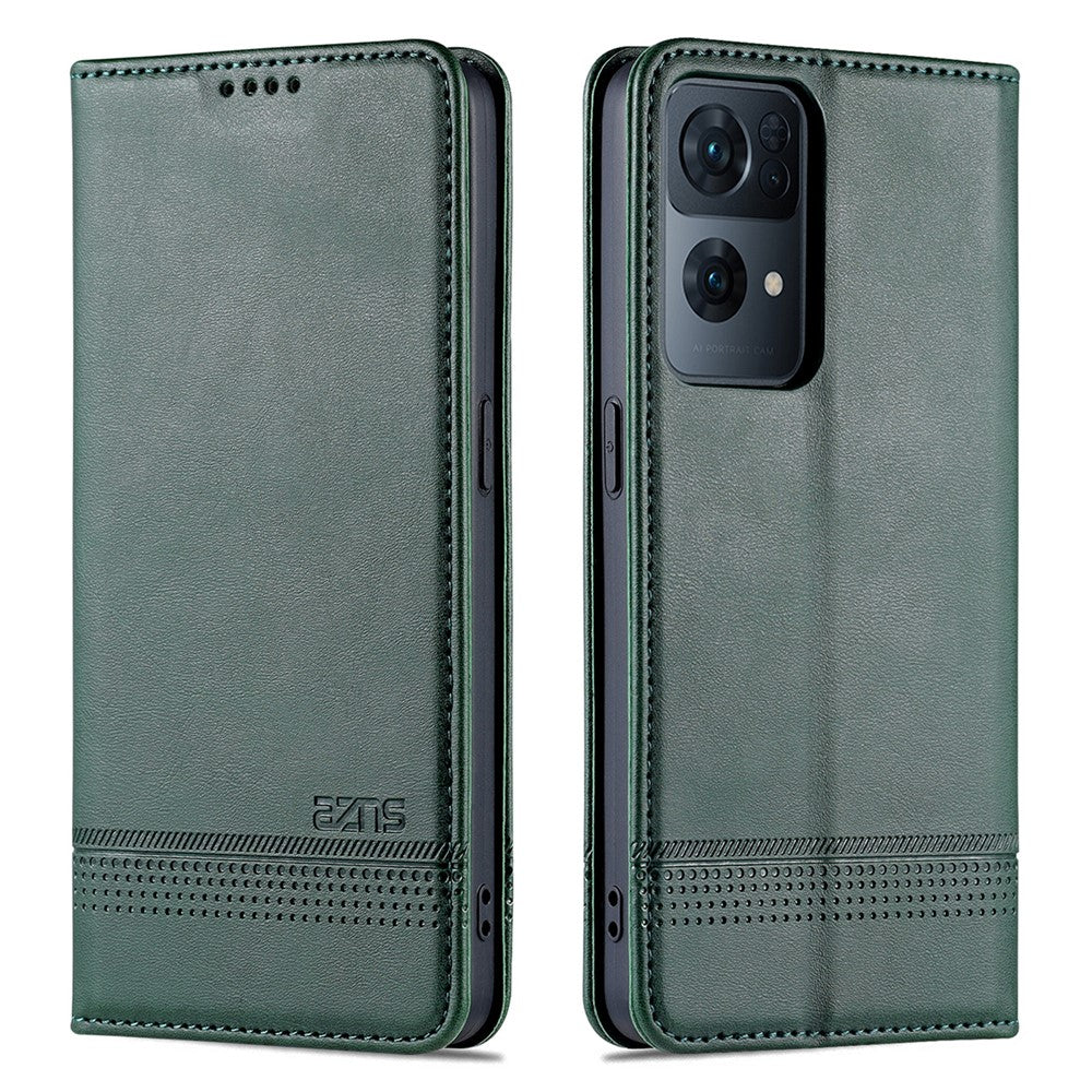 AZNS mobilskal till Oppo Reno7 Pro 5G, Texturerat PU-läder Magnetiskt Absorberande Stativfunktion Folio Plånboksskal