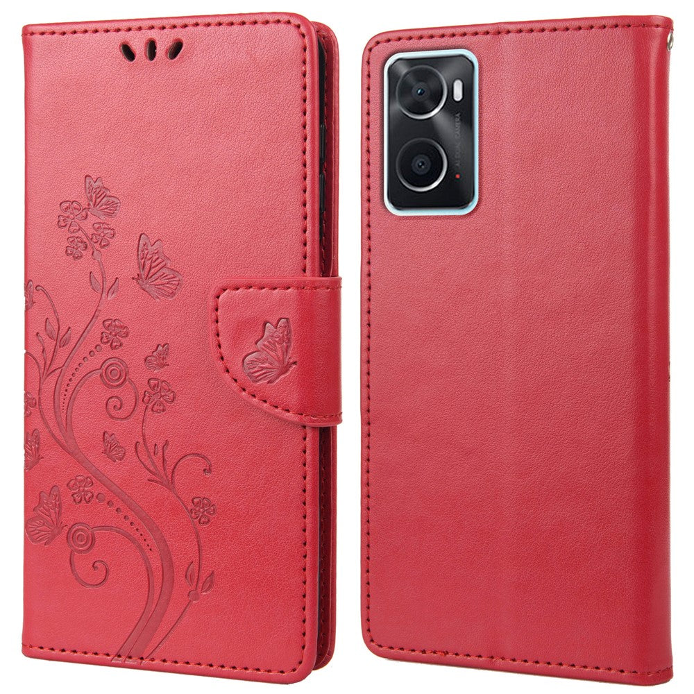 For Oppo A36/A76/Realme 9i Imprinted Butterfly PU Leather Wallet Case Magnetic Closure Stand Flip Shockproof Protective Cover