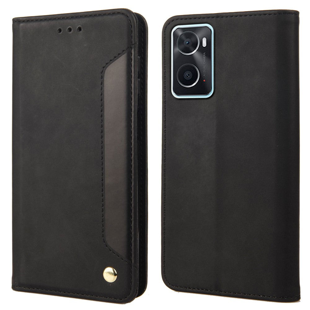 Oppo Oppo A36/A76/Realme 9i Splicing PU-läderfodral Fullt skydd Hudkänsla Pekskärm Stativ Flip Folio Plånboksfodral