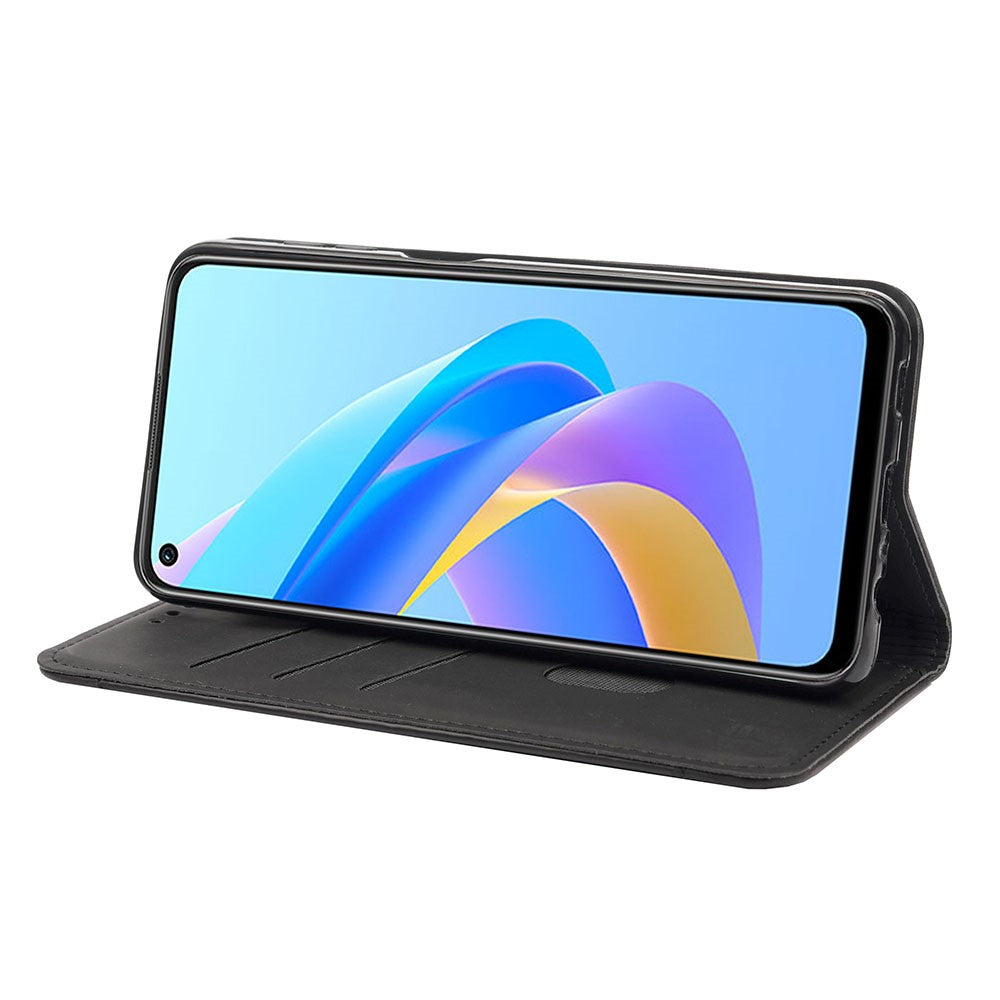 Oppo Oppo A36/A76/Realme 9i Splicing PU-läderfodral Fullt skydd Hudkänsla Pekskärm Stativ Flip Folio Plånboksfodral