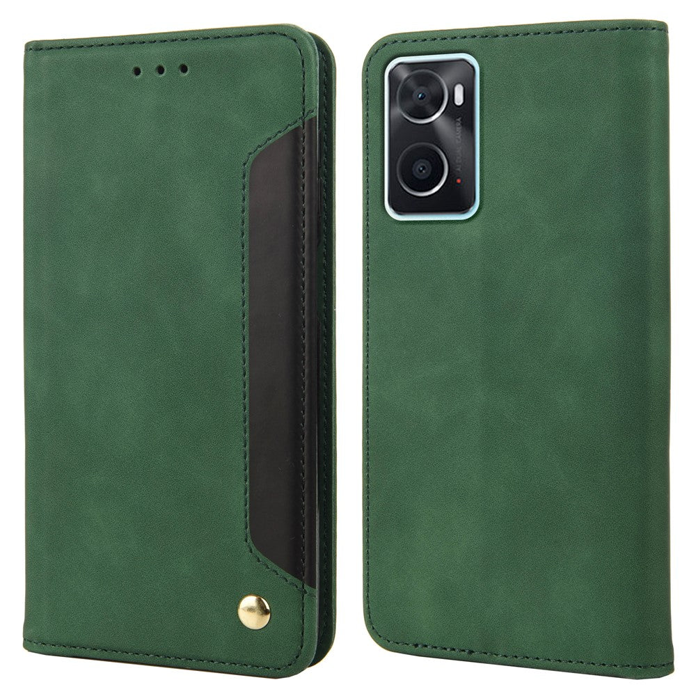 Oppo Oppo A36/A76/Realme 9i Splicing PU-läderfodral Fullt skydd Hudkänsla Pekskärm Stativ Flip Folio Plånboksfodral