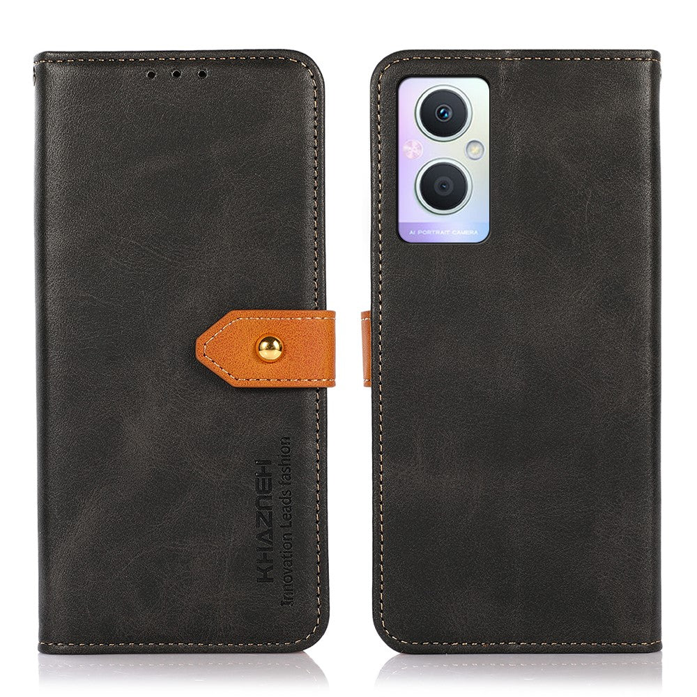 KHAZNEH för Oppo A96 (Kina)/Reno7 Z 5G/Reno7 Lite/Reno8 Lite 5G/F21 Pro 5G/OnePlus Nord N20 5G Tvåfärgad design Justerbart stativ Gyllene magnetisk spänne PU-läder Mobilskal med plånbok