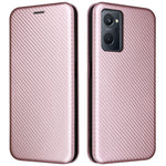 Realme 9i/Oppo A36 4G/A76 4G Kolfibertextur PU-lädermobilskal Kortplats Stativ Skal