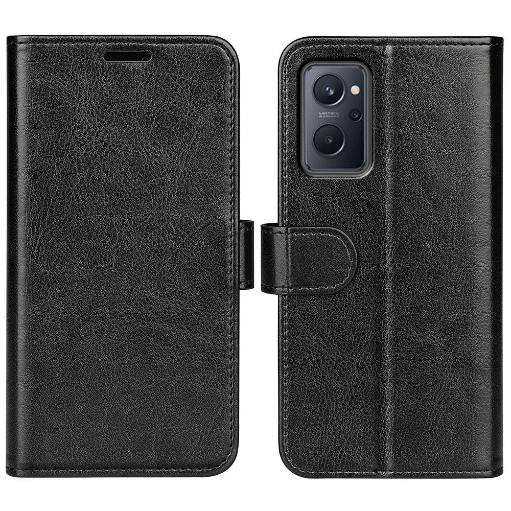 Realme 9i/Oppo A36 4G/A76 4G Crazy Horse Texture Folio Flip Plånboksfodral PU-läder Stativ Fullt Skyddande mobilfodral