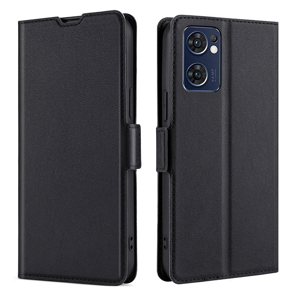 Oppo Find X5 Lite PU-läder Flipskyddsskal Korthållare Stativ Magnetisk Stängning Stötsäker Folio Bokomslag