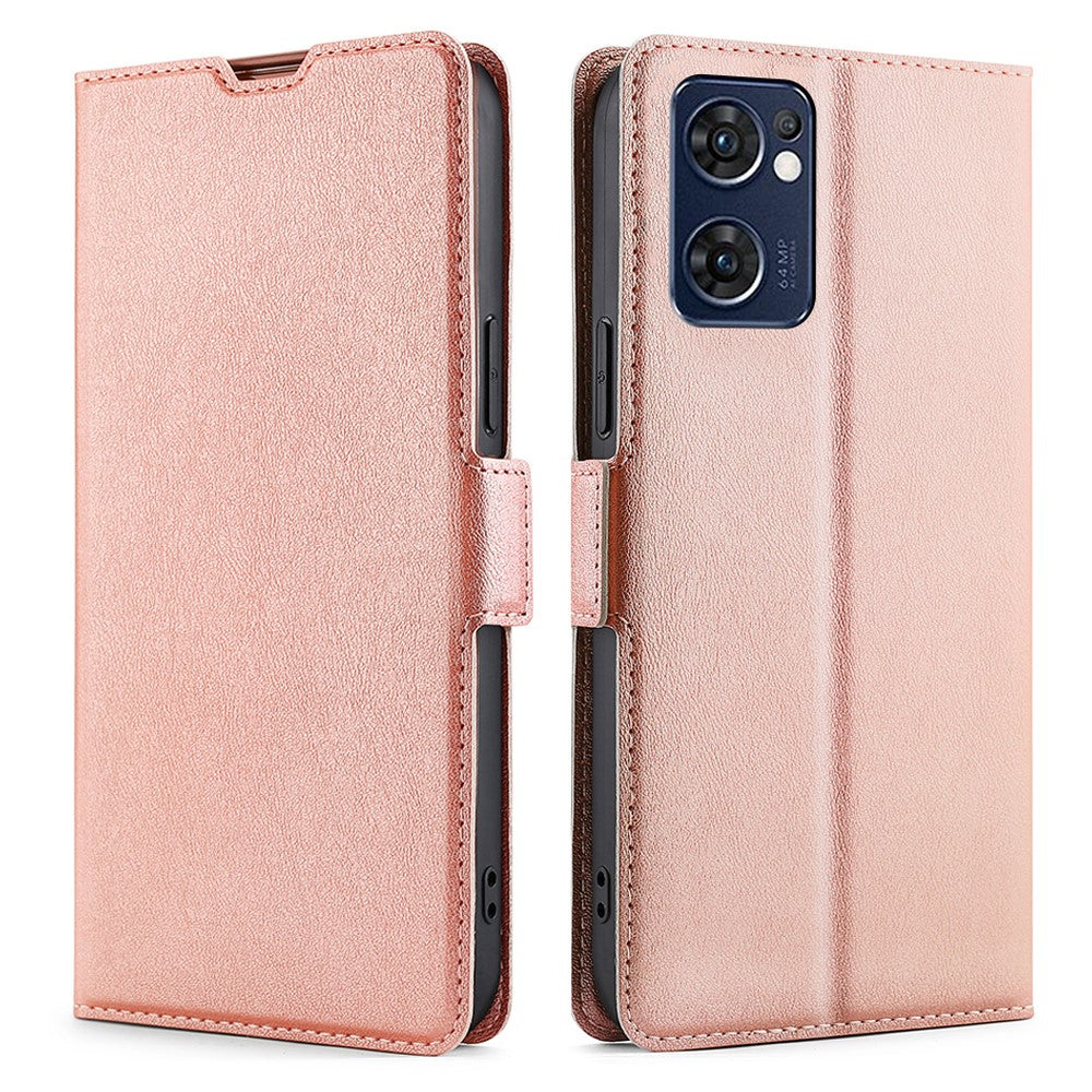 Oppo Find X5 Lite PU-läder Flipskyddsskal Korthållare Stativ Magnetisk Stängning Stötsäker Folio Bokomslag