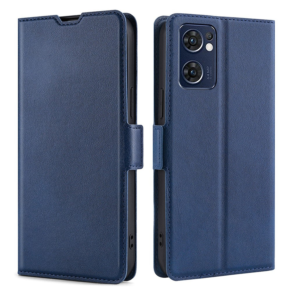 Oppo Find X5 Lite PU-läder Flipskyddsskal Korthållare Stativ Magnetisk Stängning Stötsäker Folio Bokomslag