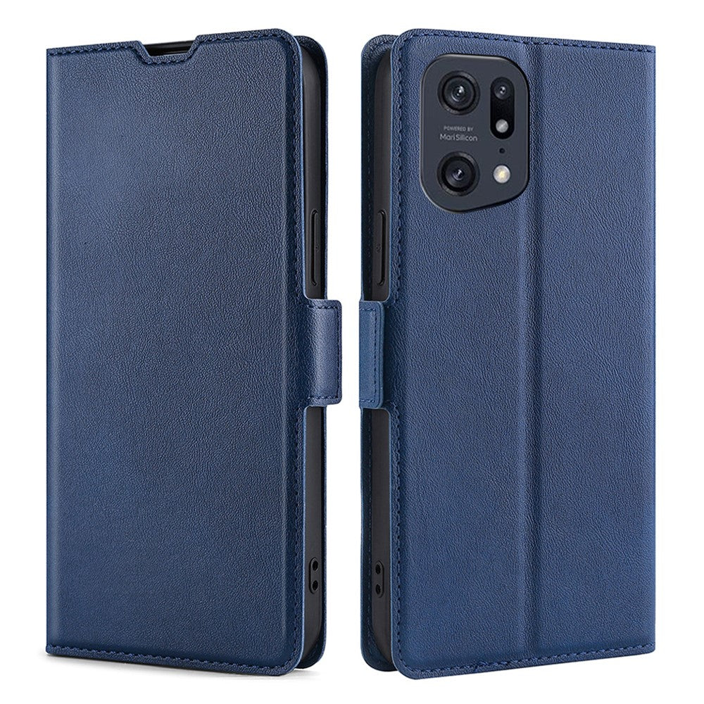 Oppo Find X5 Pro Sidomagnetiskt PU-läderskal Stativ Stötsäkert TPU Korthållare Folio-fodral