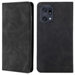 Skin-touch Leather Case for Oppo Find X5 Pro, Card Holder Stand Auto Closing Magnetic Phone Cover