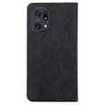 Skin-touch Leather Case for Oppo Find X5 Pro, Card Holder Stand Auto Closing Magnetic Phone Cover