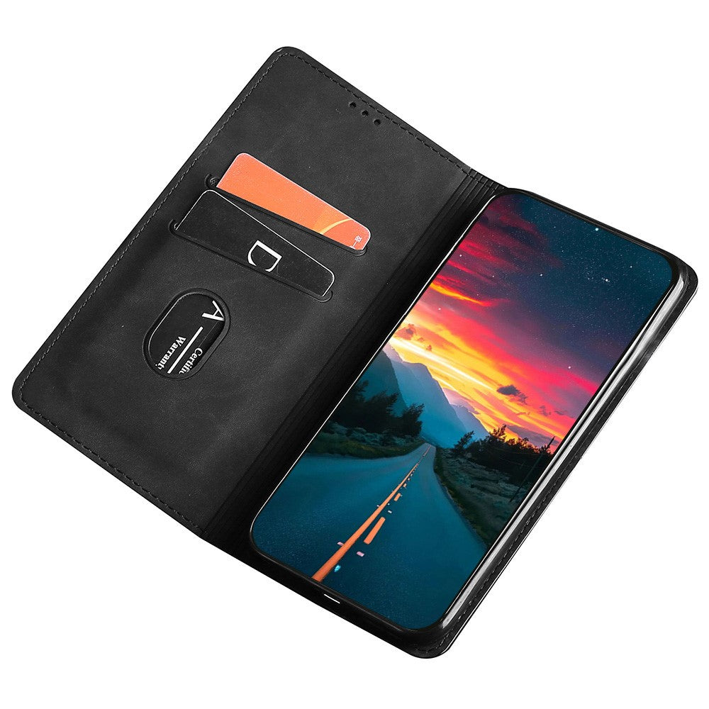 Skin-touch Leather Case for Oppo Find X5 Pro, Card Holder Stand Auto Closing Magnetic Phone Cover