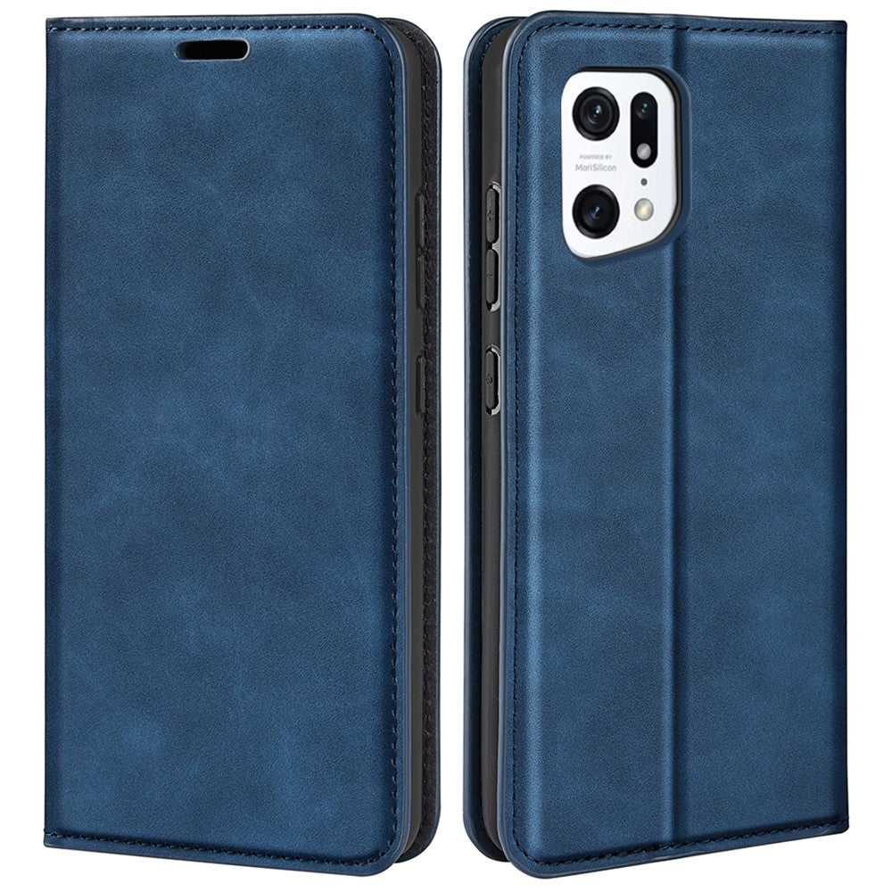 Til Oppo Find X5 Magnetisk Auto-lukkende Hudvenlig PU Læder Standpung Cover