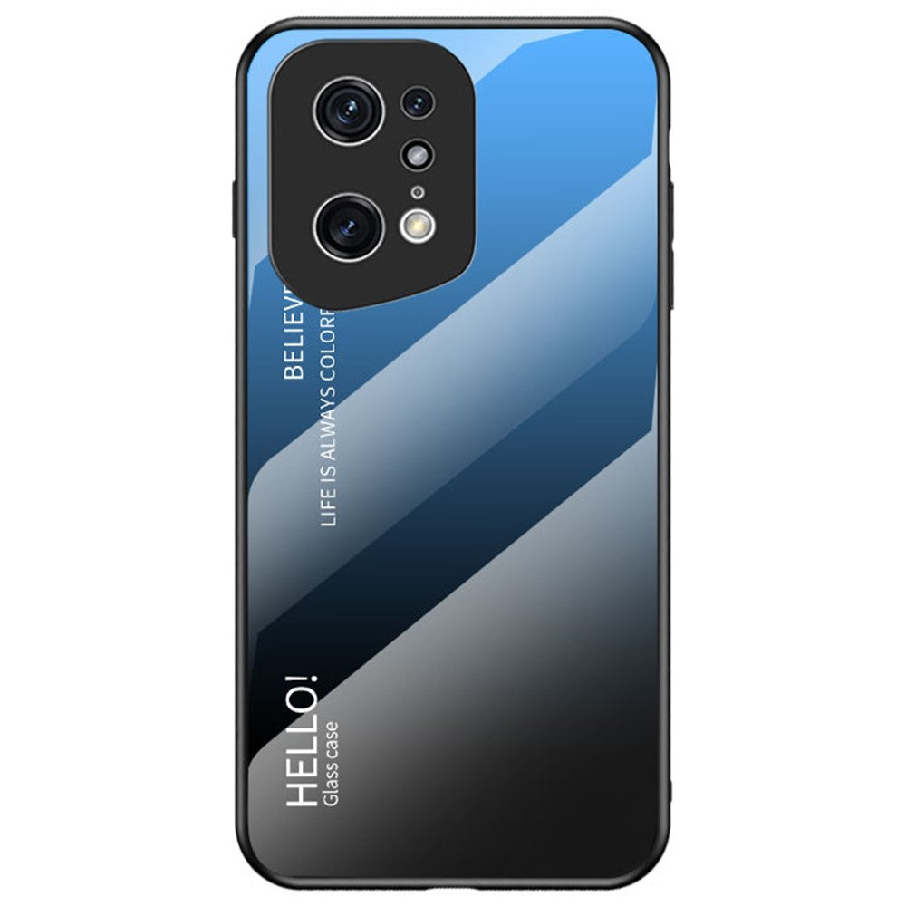 Stylish Gradient Color Phone Case for Oppo Find X5 Pro, Drop Protection Tempered Glass + PC + TPU Hybrid Back Cover