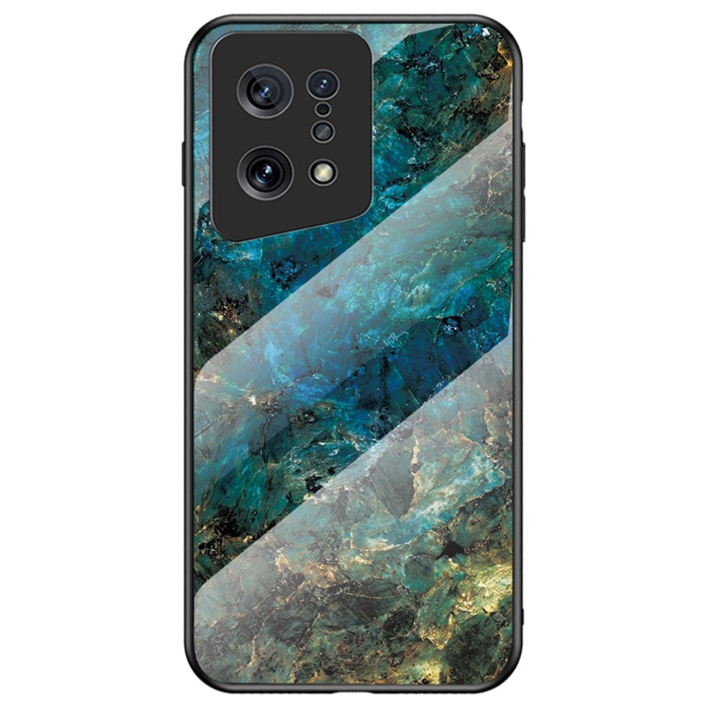 Marble Pattern Phone Case for Oppo Find X5, TPU Frame Tempered Glass + PC Back Shockproof Anti-fall Cover