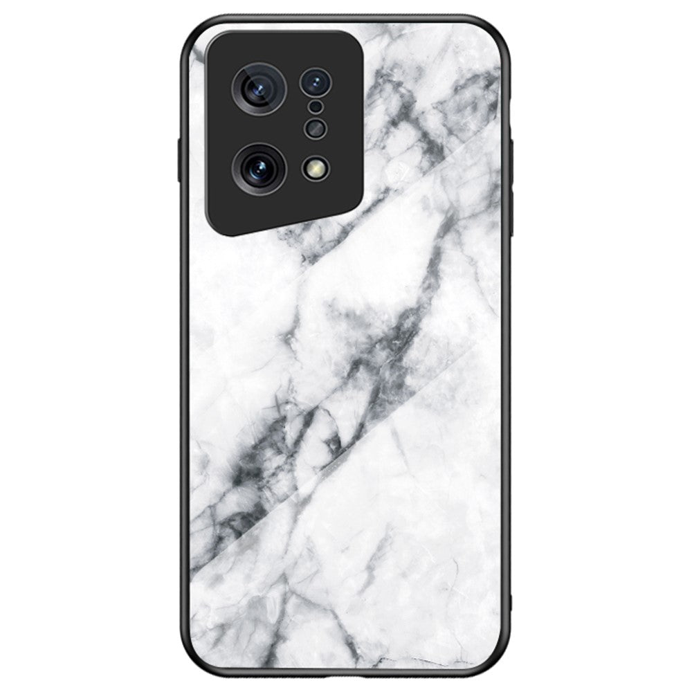 Marble Pattern Phone Case for Oppo Find X5, TPU Frame Tempered Glass + PC Back Shockproof Anti-fall Cover