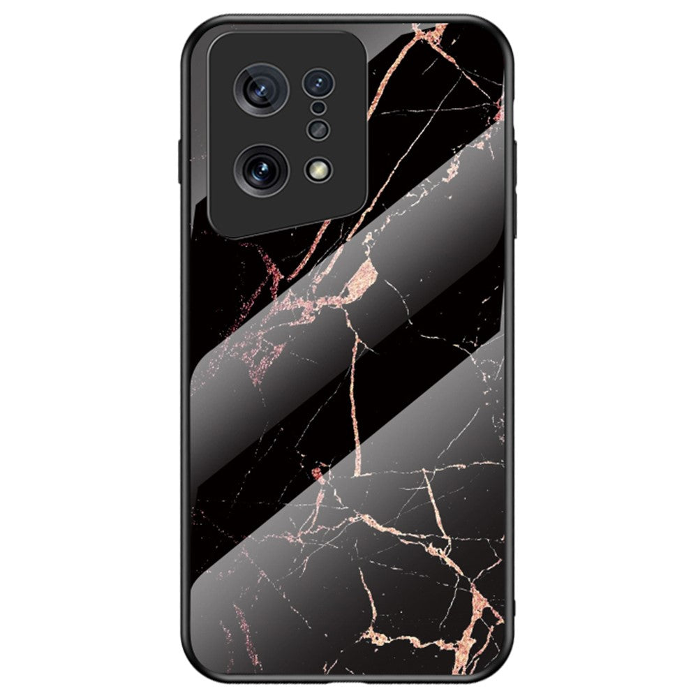 Marble Pattern Phone Case for Oppo Find X5, TPU Frame Tempered Glass + PC Back Shockproof Anti-fall Cover