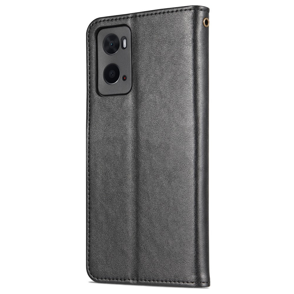 AZNS Wallet Design PU Leather Phone Shell for Oppo A36/A76 Phone Protective Case Accessory with Foldable Stand