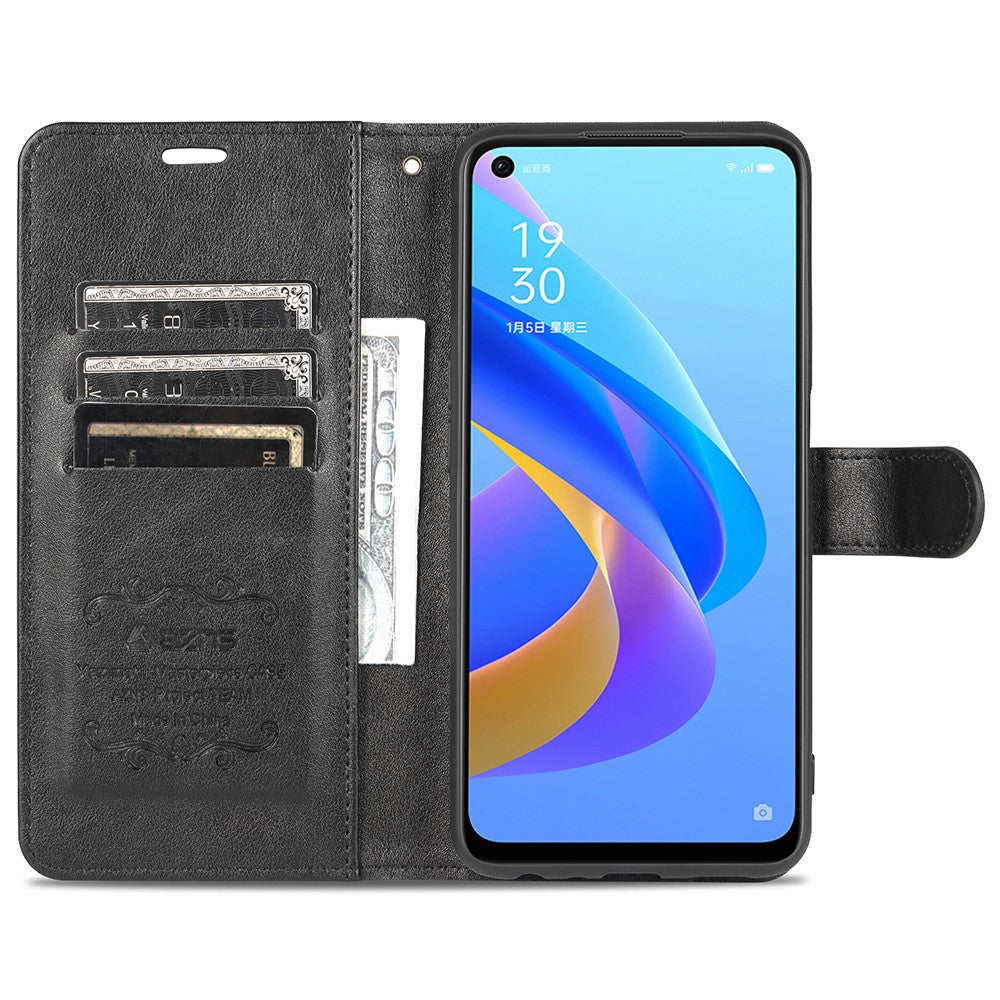 AZNS Wallet Design PU Leather Phone Shell for Oppo A36/A76 Phone Protective Case Accessory with Foldable Stand