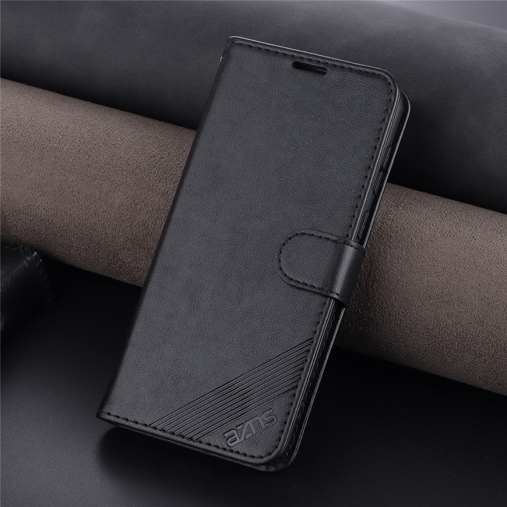AZNS Wallet Design PU Leather Phone Shell for Oppo A36/A76 Phone Protective Case Accessory with Foldable Stand