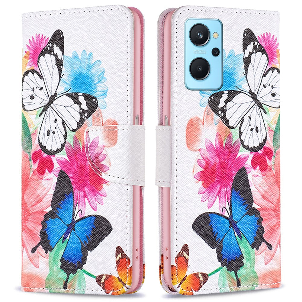 For Oppo A36/A76/Realme 9i Pattern Printing PU Leather + TPU Shockproof Phone Case Wallet Stand Protective Cover