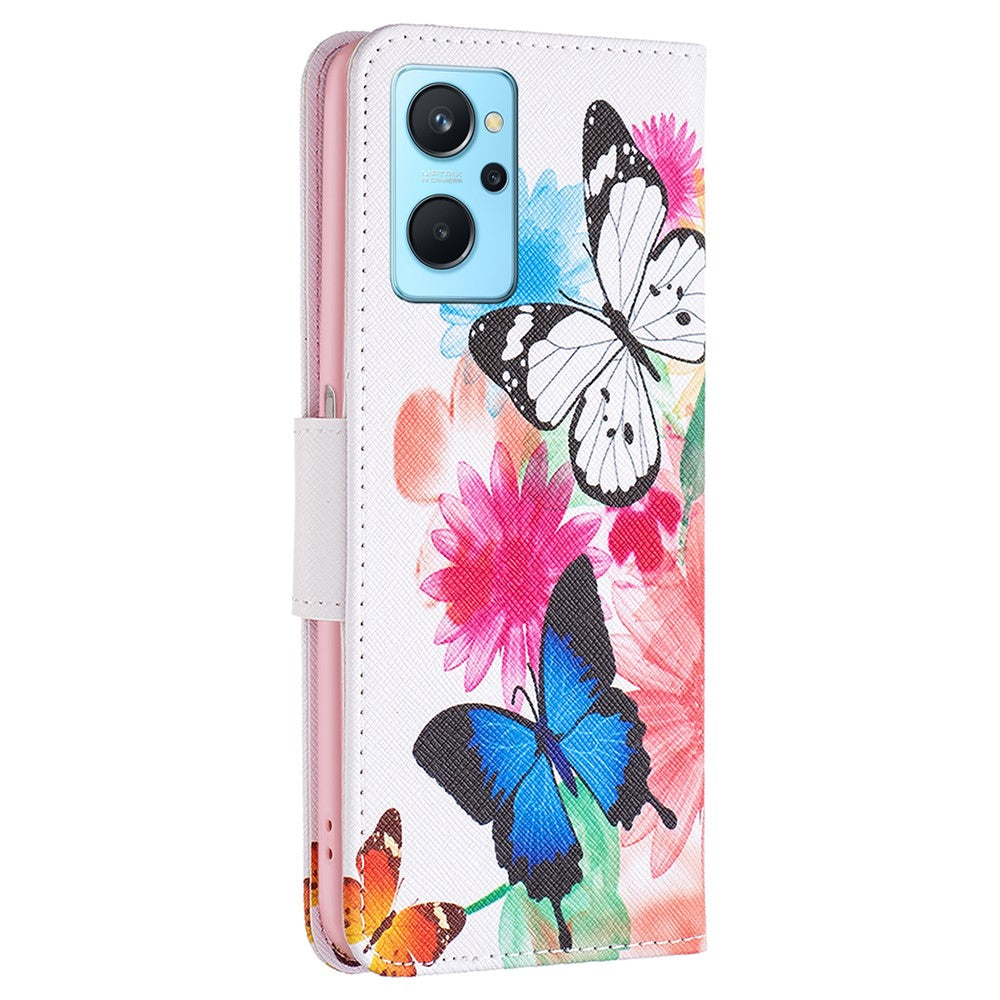 For Oppo A36/A76/Realme 9i Pattern Printing PU Leather + TPU Shockproof Phone Case Wallet Stand Protective Cover