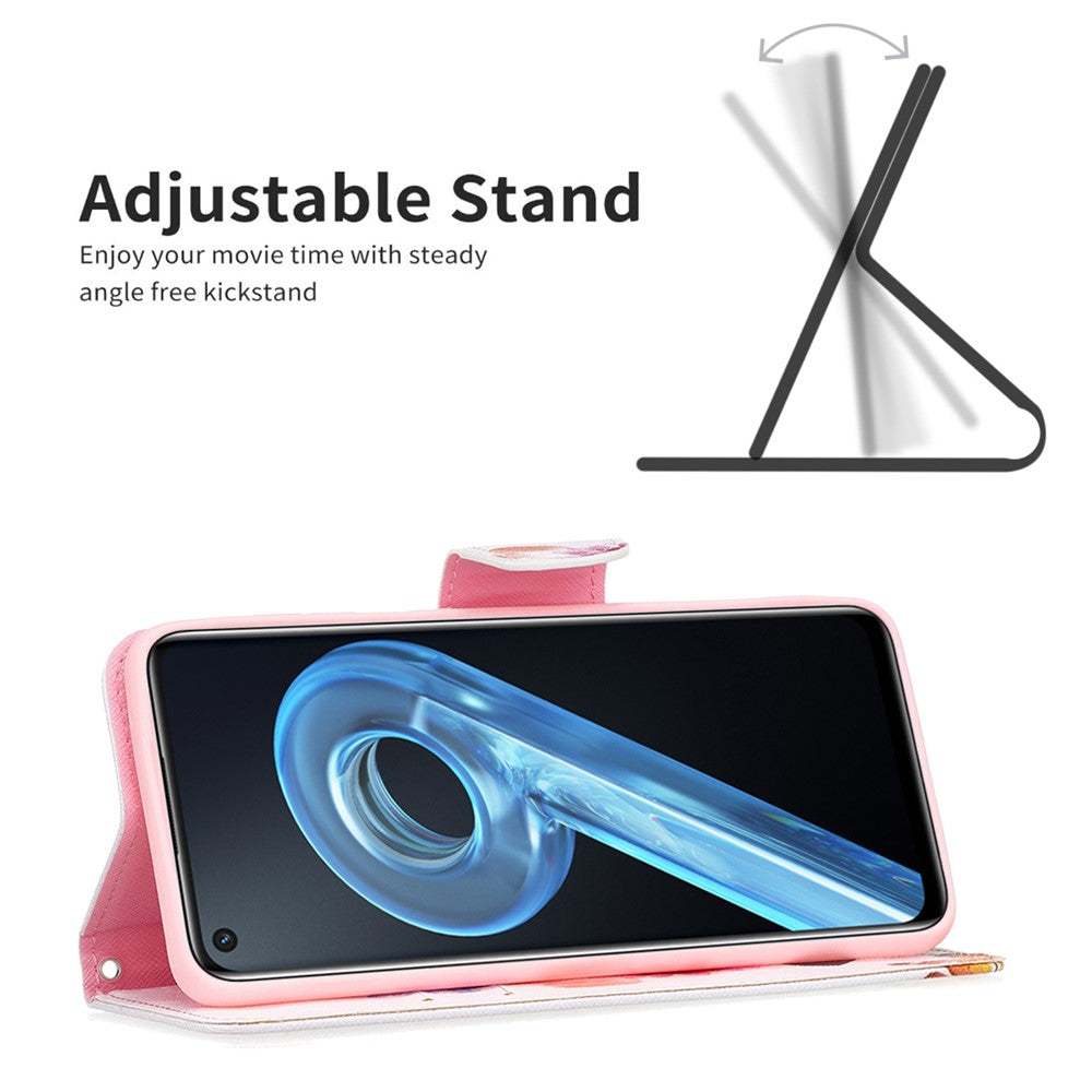 For Oppo A36/A76/Realme 9i Pattern Printing PU Leather + TPU Shockproof Phone Case Wallet Stand Protective Cover
