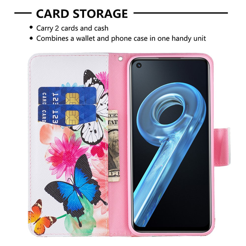 For Oppo A36/A76/Realme 9i Pattern Printing PU Leather + TPU Shockproof Phone Case Wallet Stand Protective Cover