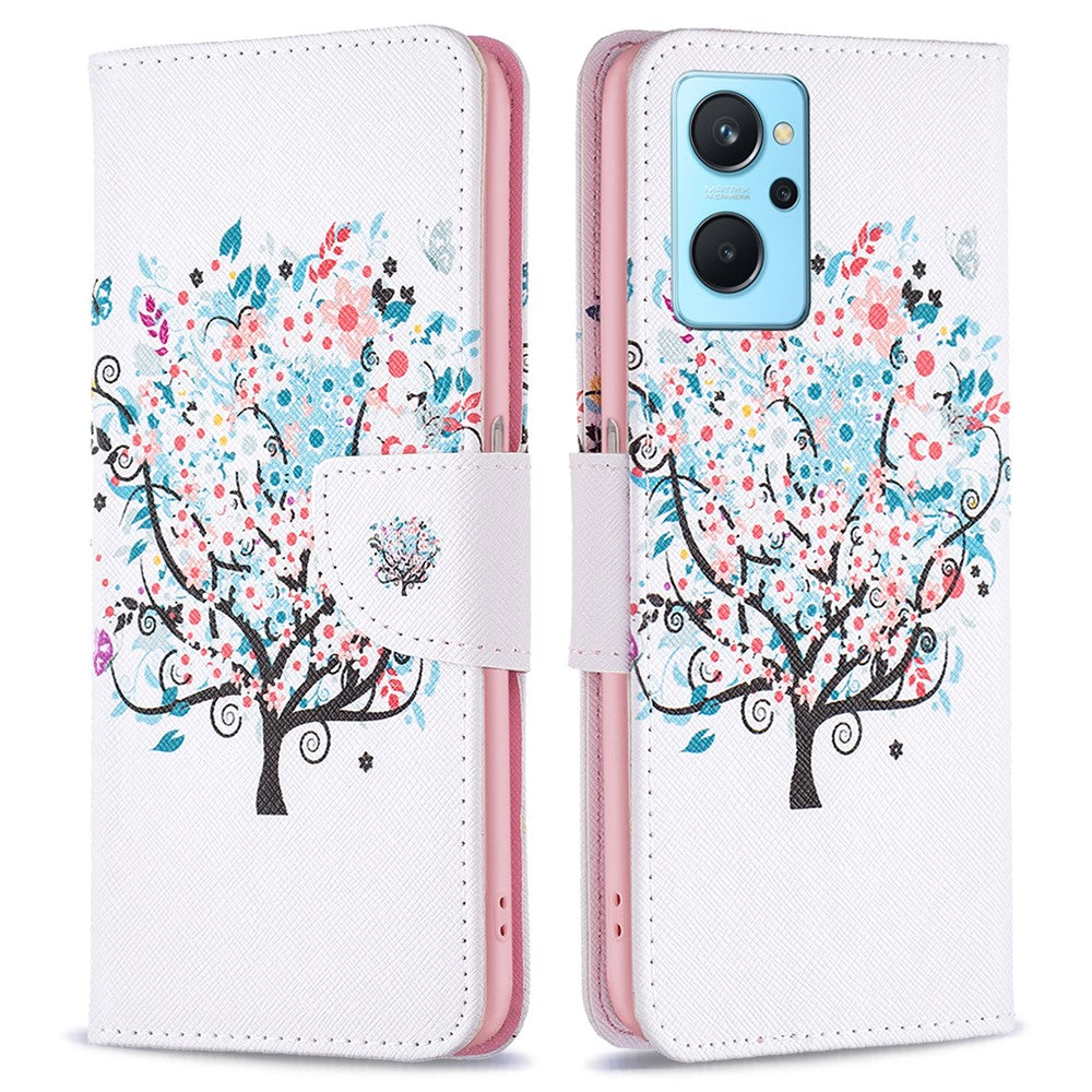 For Oppo A36/A76/Realme 9i Pattern Printing PU Leather + TPU Shockproof Phone Case Wallet Stand Protective Cover