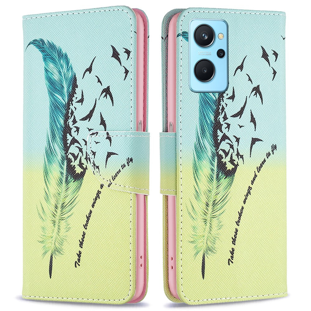 For Oppo A36/A76/Realme 9i Pattern Printing PU Leather + TPU Shockproof Phone Case Wallet Stand Protective Cover