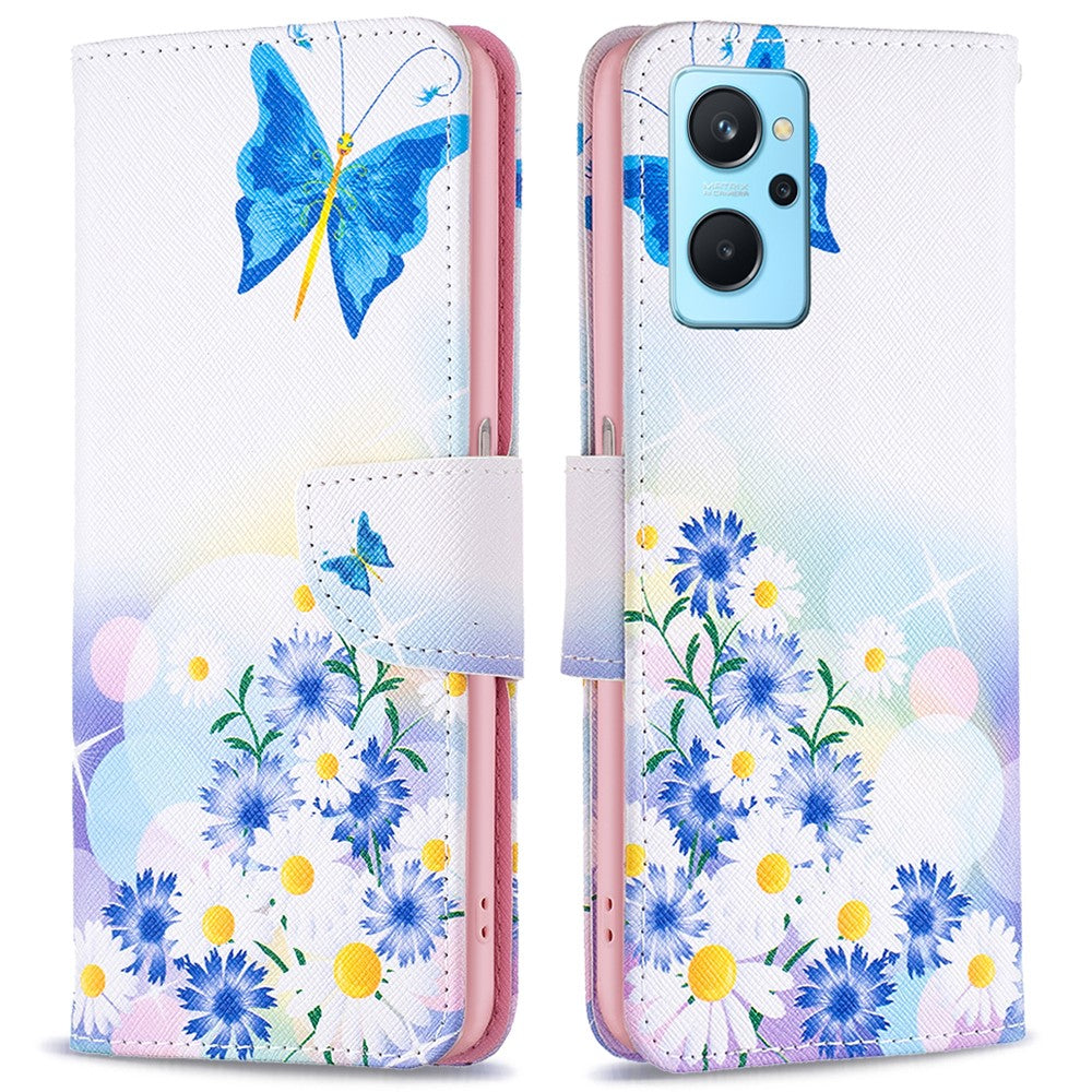 For Oppo A36/A76/Realme 9i Pattern Printing PU Leather + TPU Shockproof Phone Case Wallet Stand Protective Cover