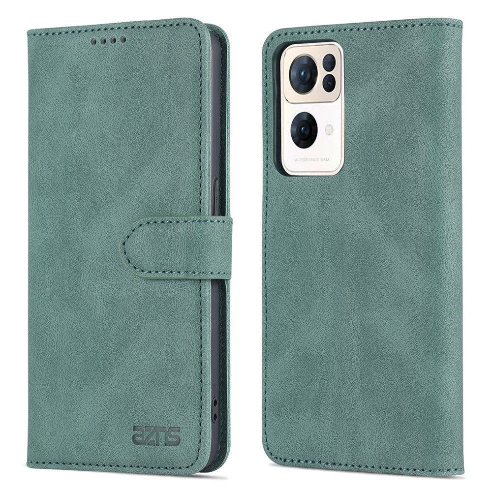 AZNS PU Leather Flip Cover for Oppo Reno7 Pro 5G, Wallet Stand TPU Shockproof Interior Case