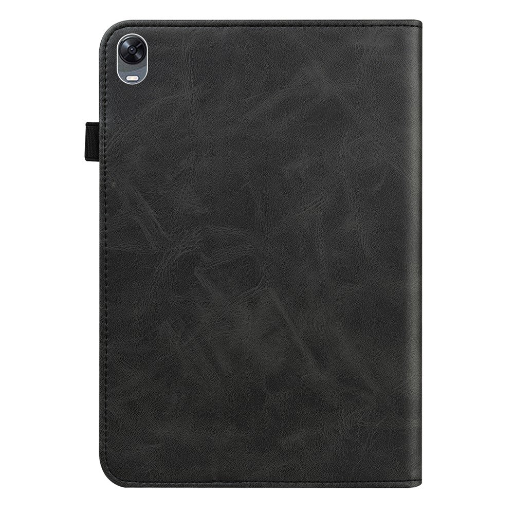 For Oppo Pad Line Imprinted PU Leather Tablet Case Adjustable Stand Shockproof Card Holder Cover