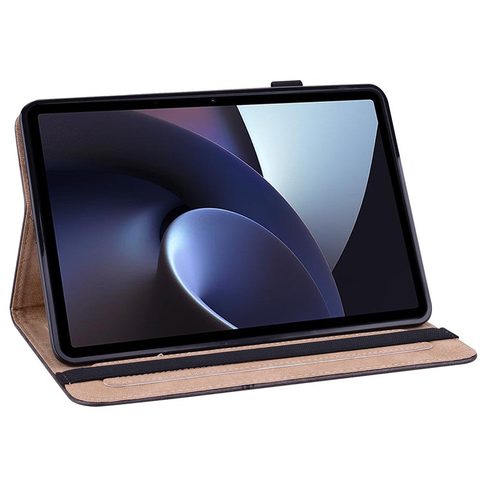 For Oppo Pad Line Imprinted PU Leather Tablet Case Adjustable Stand Shockproof Card Holder Cover