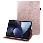 For Oppo Pad Imprinting Flower Elastic Band Design PU Leather Tablet Cover Card Holder Stand Case