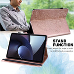 For Oppo Pad Imprinting Flower Elastic Band Design PU Leather Tablet Cover Card Holder Stand Case