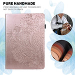 For Oppo Pad Imprinting Flower Elastic Band Design PU Leather Tablet Cover Card Holder Stand Case