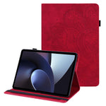 For Oppo Pad Imprinting Flower Elastic Band Design PU Leather Tablet Cover Card Holder Stand Case