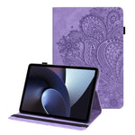 For Oppo Pad Imprinting Flower Elastic Band Design PU Leather Tablet Cover Card Holder Stand Case