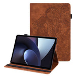 For Oppo Pad Imprinting Flower Elastic Band Design PU Leather Tablet Cover Card Holder Stand Case