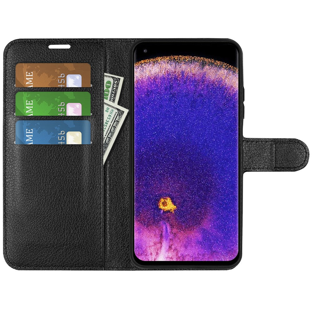 Litchi Texture Leather Cover for Oppo Find X5 Pro, Magnetic Clasp Wallet Stand Protective Phone Case