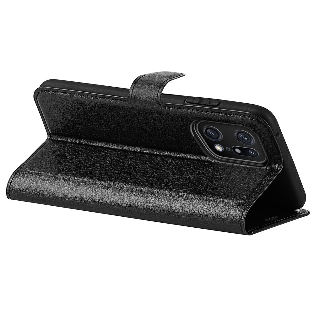 Litchi Texture Leather Cover for Oppo Find X5 Pro, Magnetic Clasp Wallet Stand Protective Phone Case